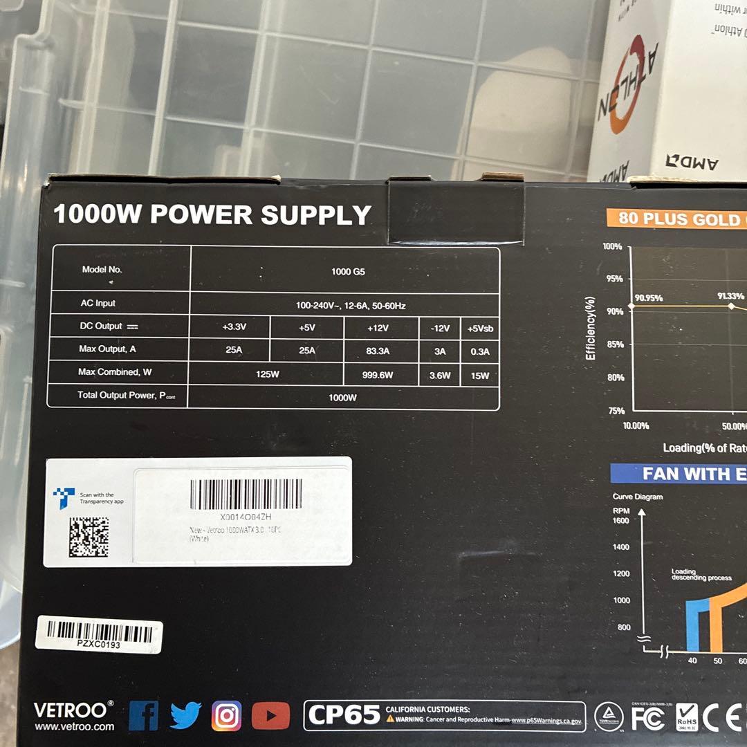 VETROO 1000W 電源ユニット 80 PLUS GOLD