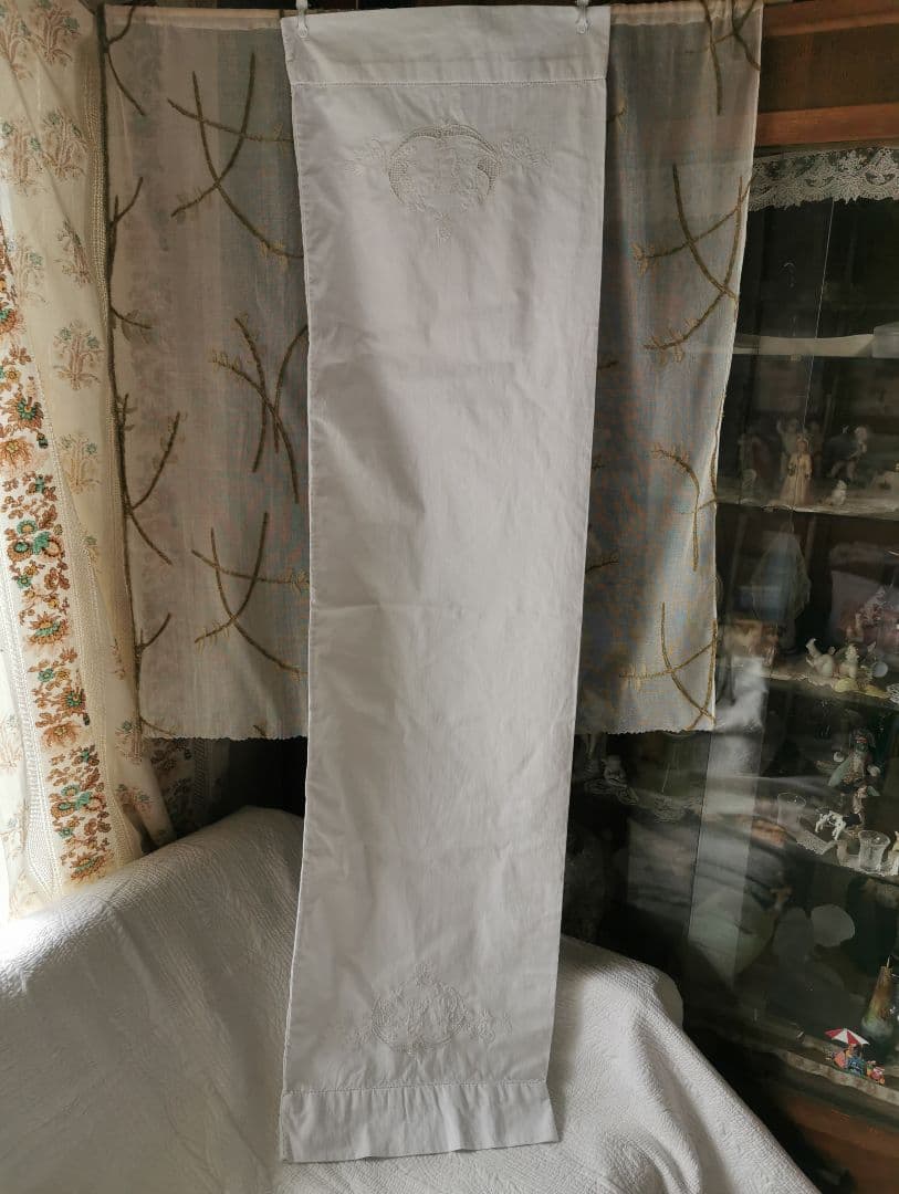 アンティーク アペンツェル手刺繍 ベリーロングピローケース 横長クッションカバー