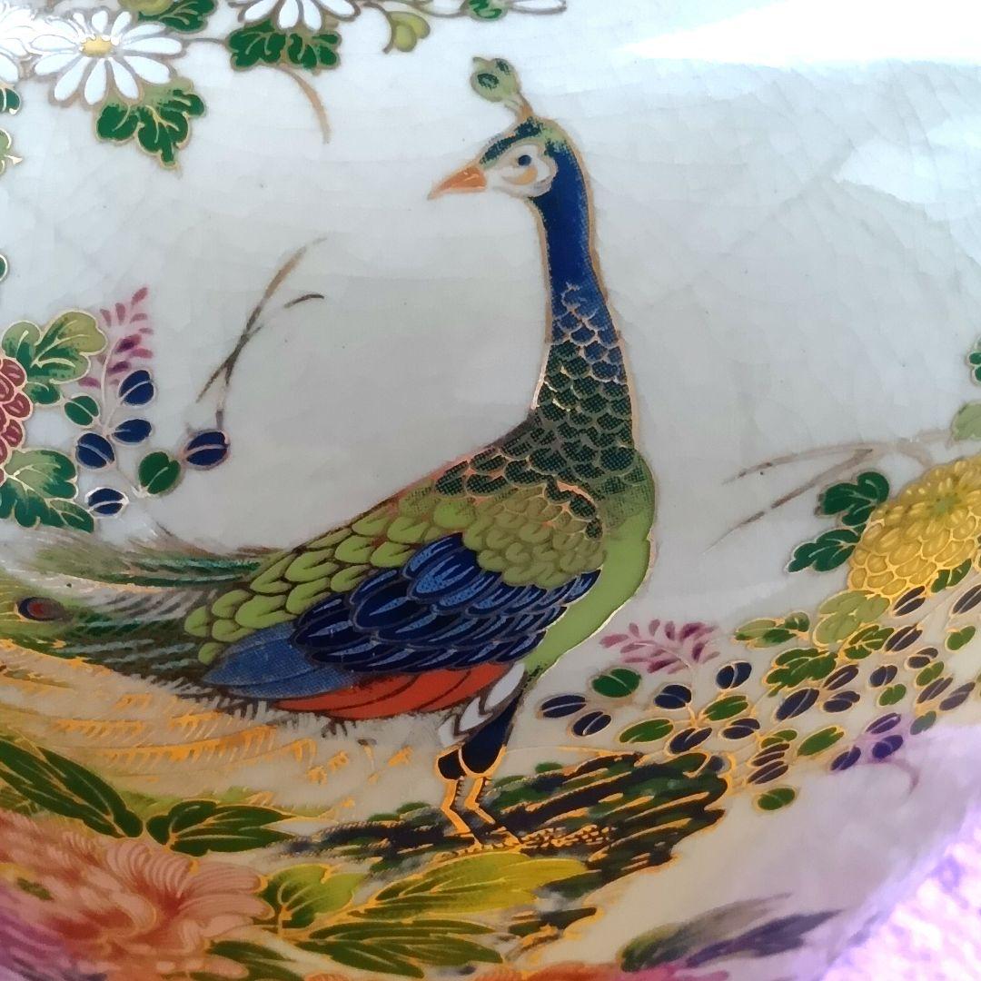 骨董品　九谷焼　仙龍　花瓶　花器　花入　壺　牡丹孔雀　絵付け　色絵　極美品‼️