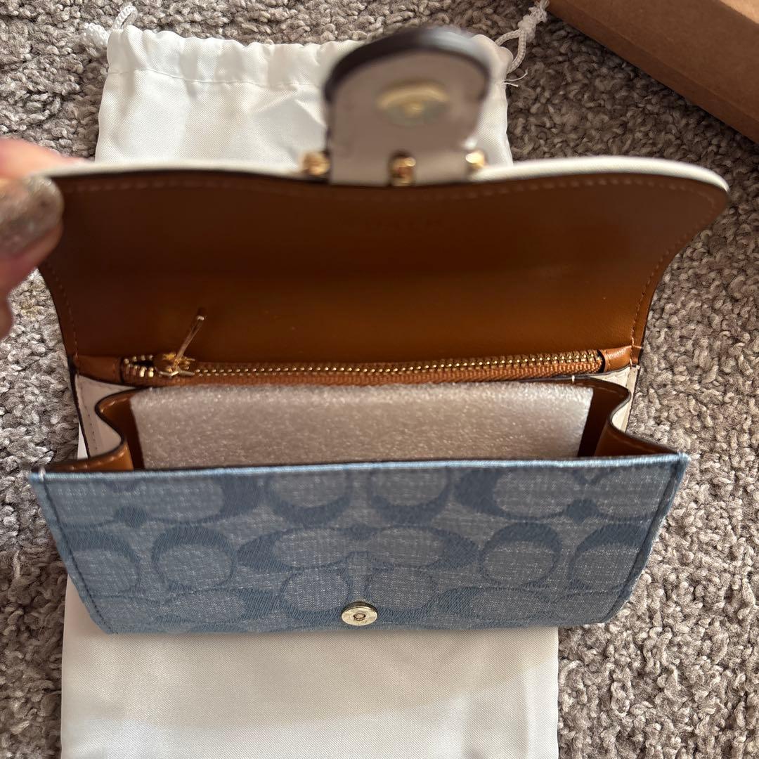 COACH ミニ財布 青 キャンバス