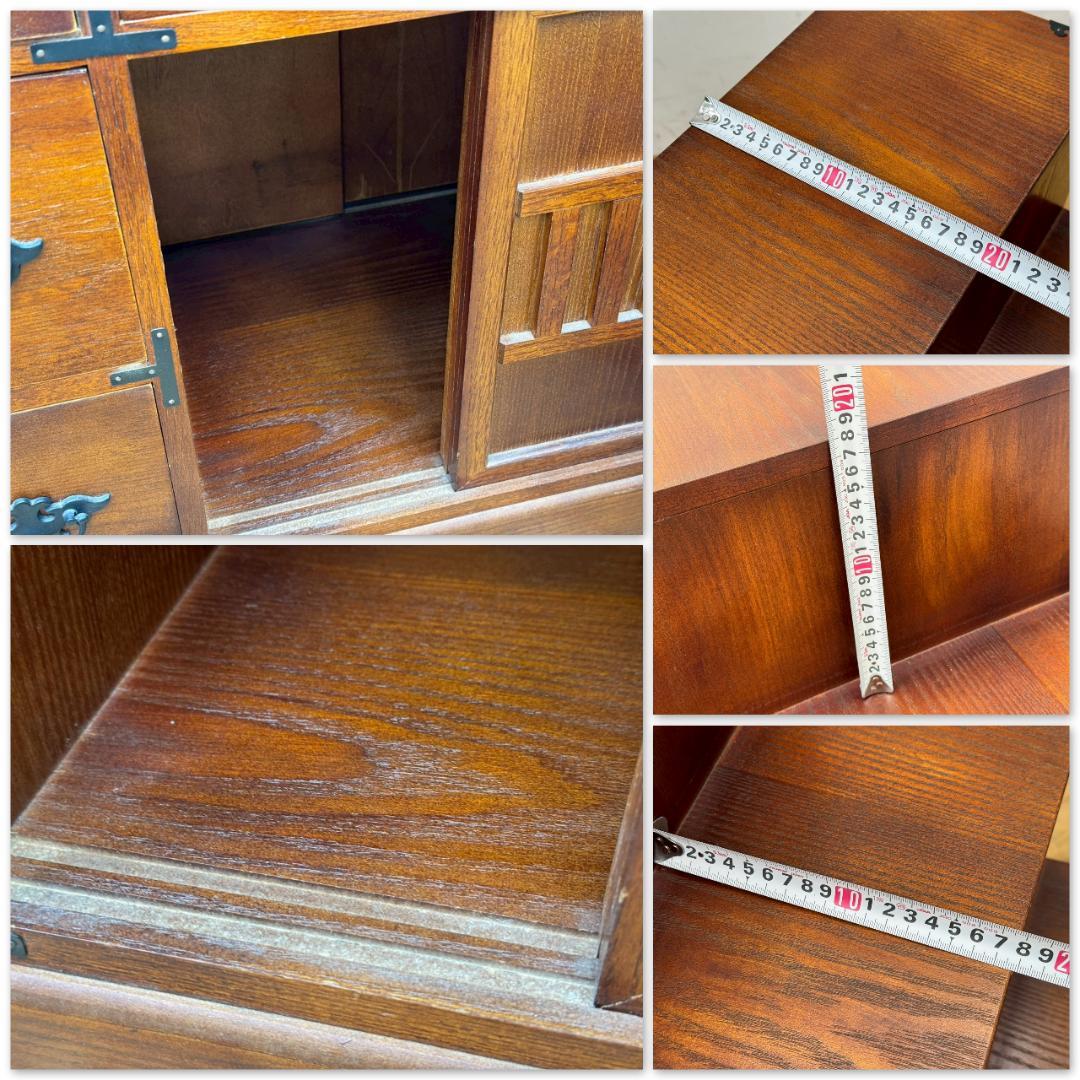T1618☆階段箪笥　和箪笥　時代箪笥　古家具　昭和レトロ　両面　小引出　収納