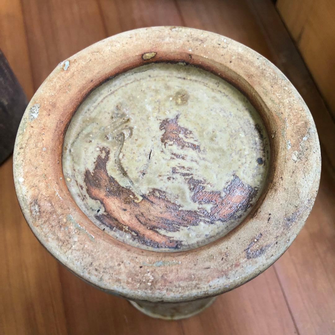 古来ギリシャの様な立鼓形花入れ 花器 海のような水色 日本伝統工芸品 焼きもの