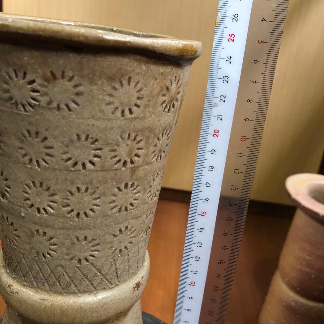 古来ギリシャの様な立鼓形花入れ 花器 海のような水色 日本伝統工芸品 焼きもの