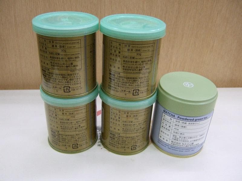 四方の薫30g缶×1、式部の昔30g缶×1、小倉山30g缶×2、青嵐40g缶×1