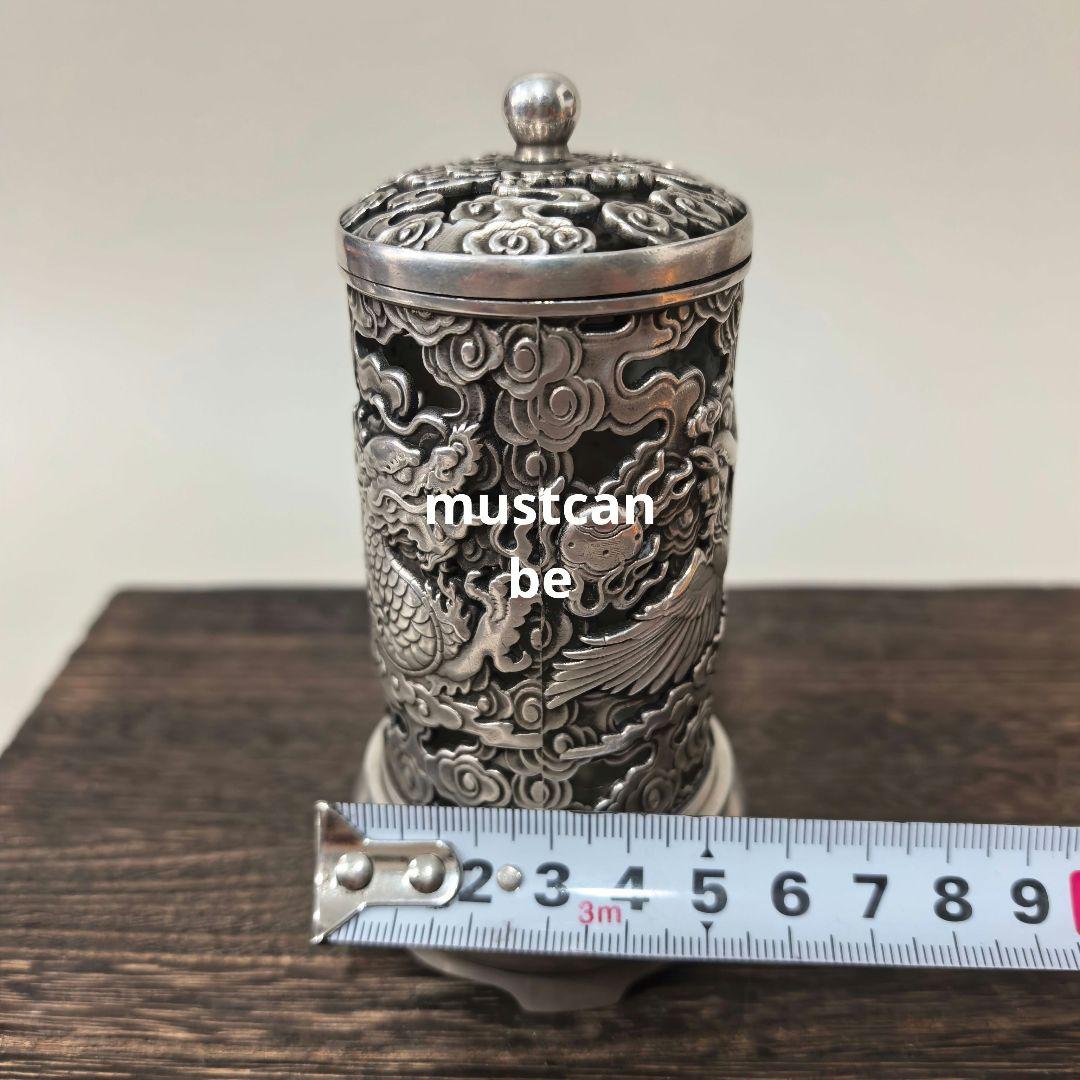 銅 細工 透かし彫り龍鳳雲紋香炉 茶室薫香炉 香道具 装飾品 工芸品 置物