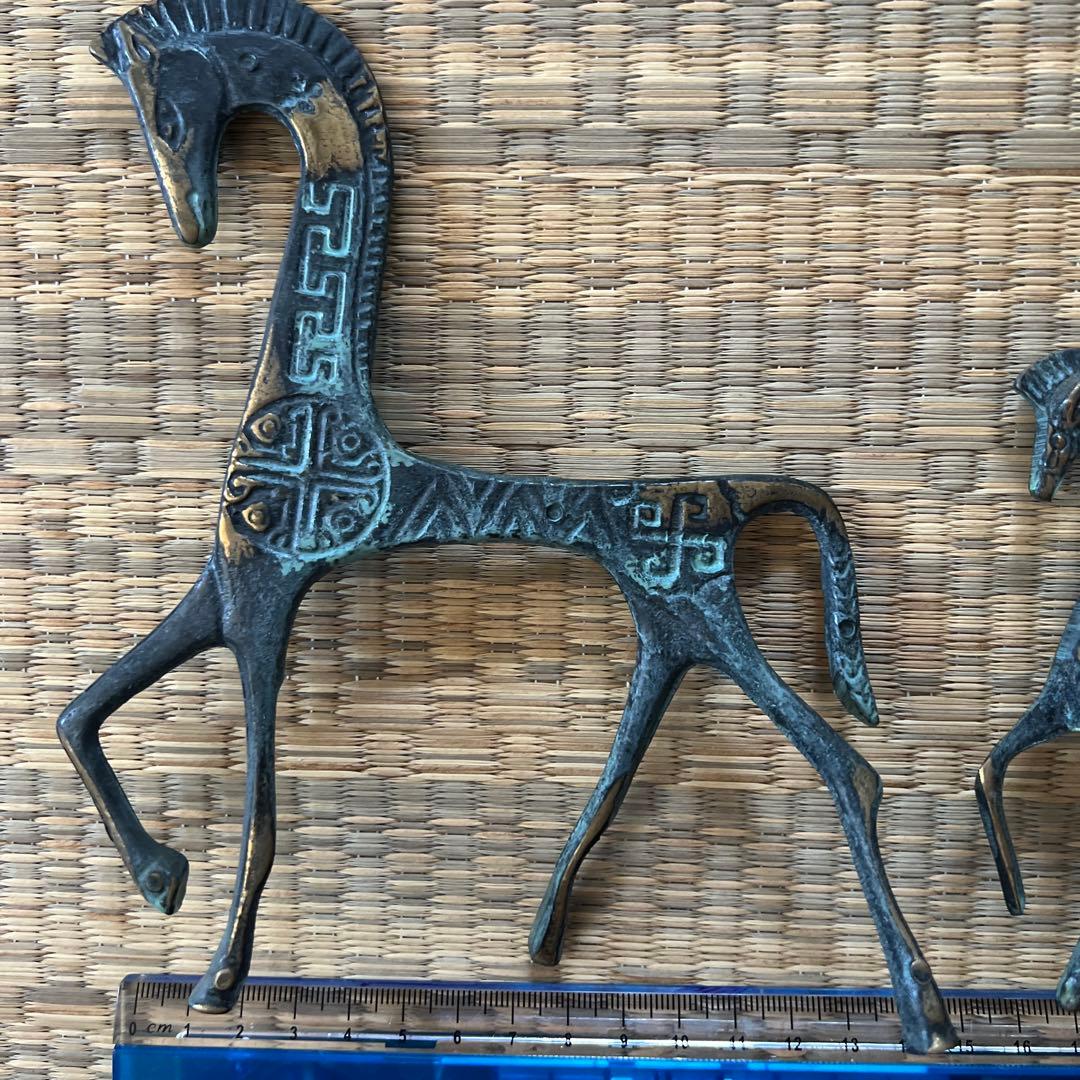 ギリシャ　青銅色の馬　彫刻セット