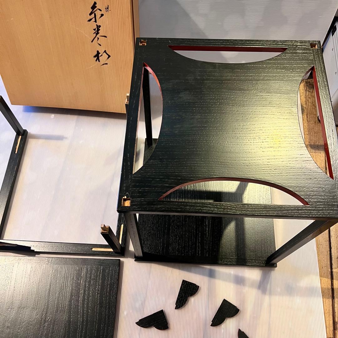 青漆　糸巻棚　塗師 川瀬表完 一関塗　飾り棚　お茶道具　茶道具