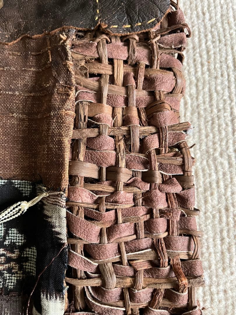 ◆個性的！山葡萄と柿渋布と裂き織りのポシェット ハンドメイド◆
