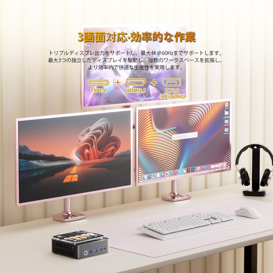 489. 第14世代 i5-14450HX ミニPC SSD 4K USB4
