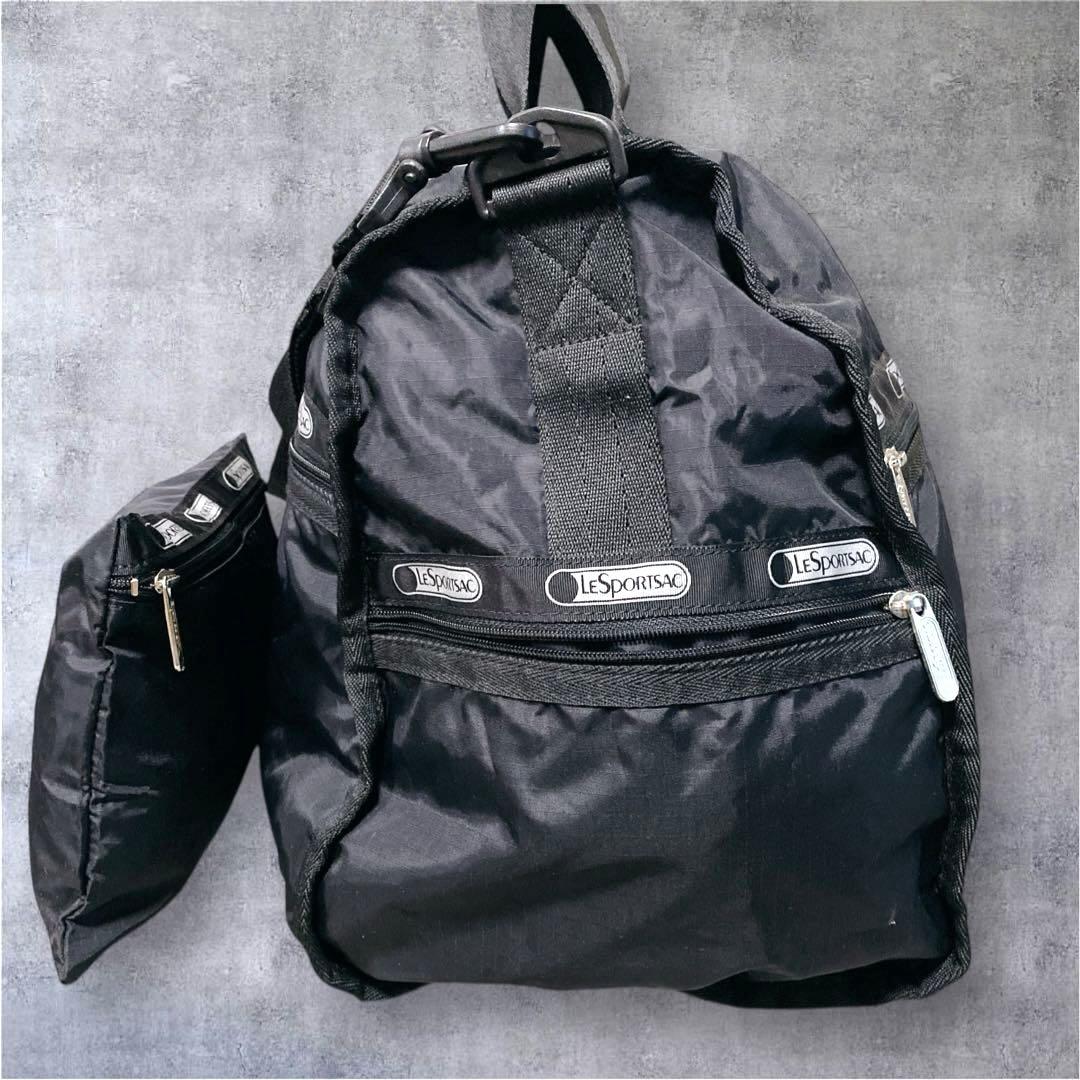 美品 レスポートサック ボストンバッグ 黒 軽量 ポーチ付 旅行