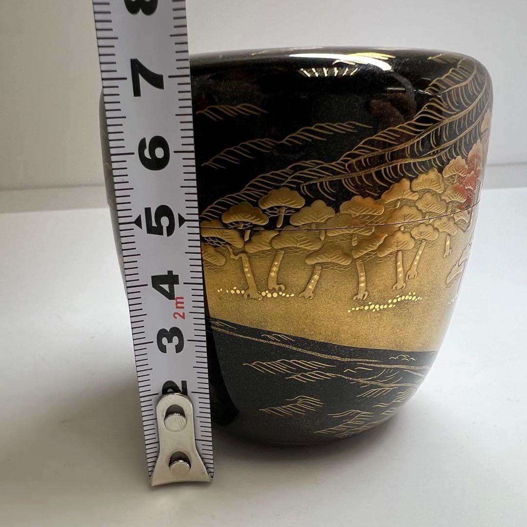 北村宗辰作　松蒔絵　内梨地　棗　高さ7.2/直径7cm 東K8-0329☆2F