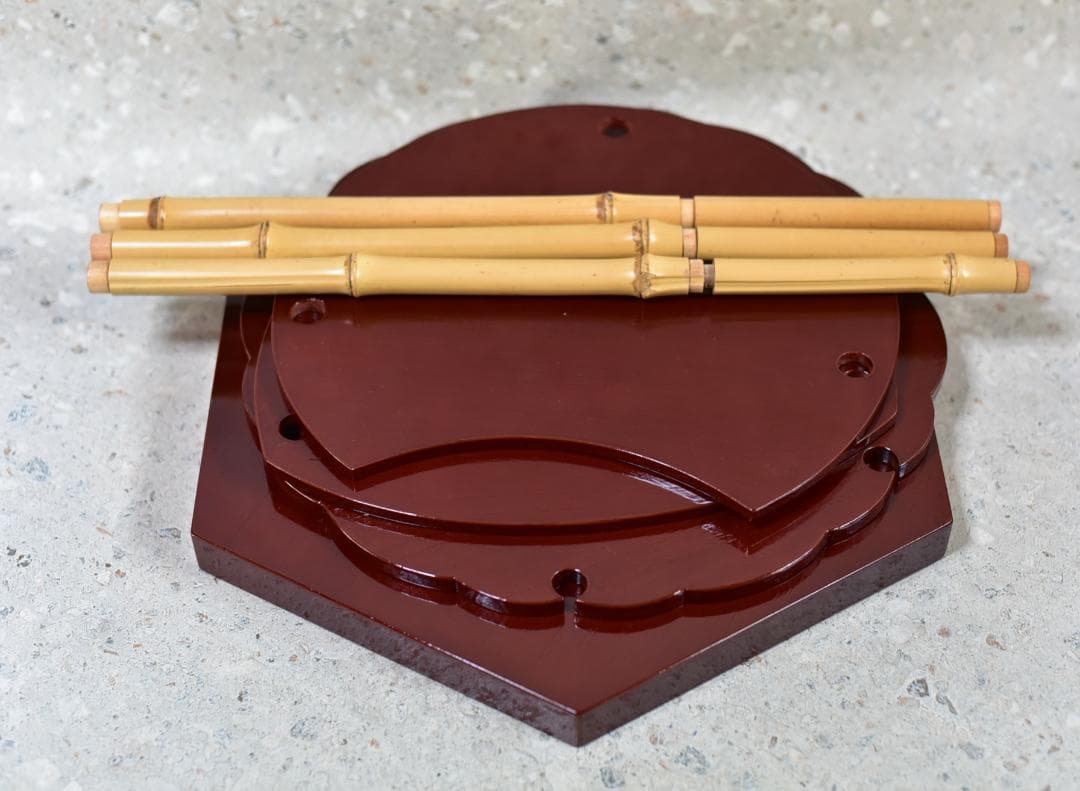 亀甲棚留搔合一元斉好【極上品】組立式　飾り棚　お茶道具／共箱