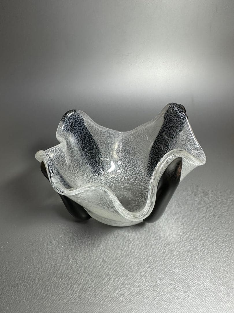 白吹雪紋様　ガラス　鉢　花入れ　大正ロマン　美品