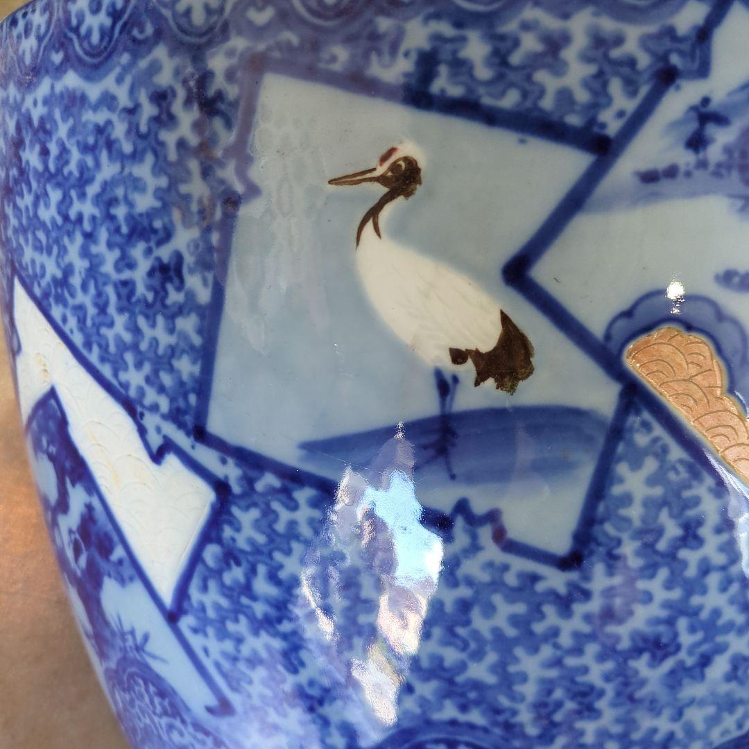 骨董　火鉢　大型　伊万里　鉢カバー　メダカ　金魚　睡蓮鉢　テーブル