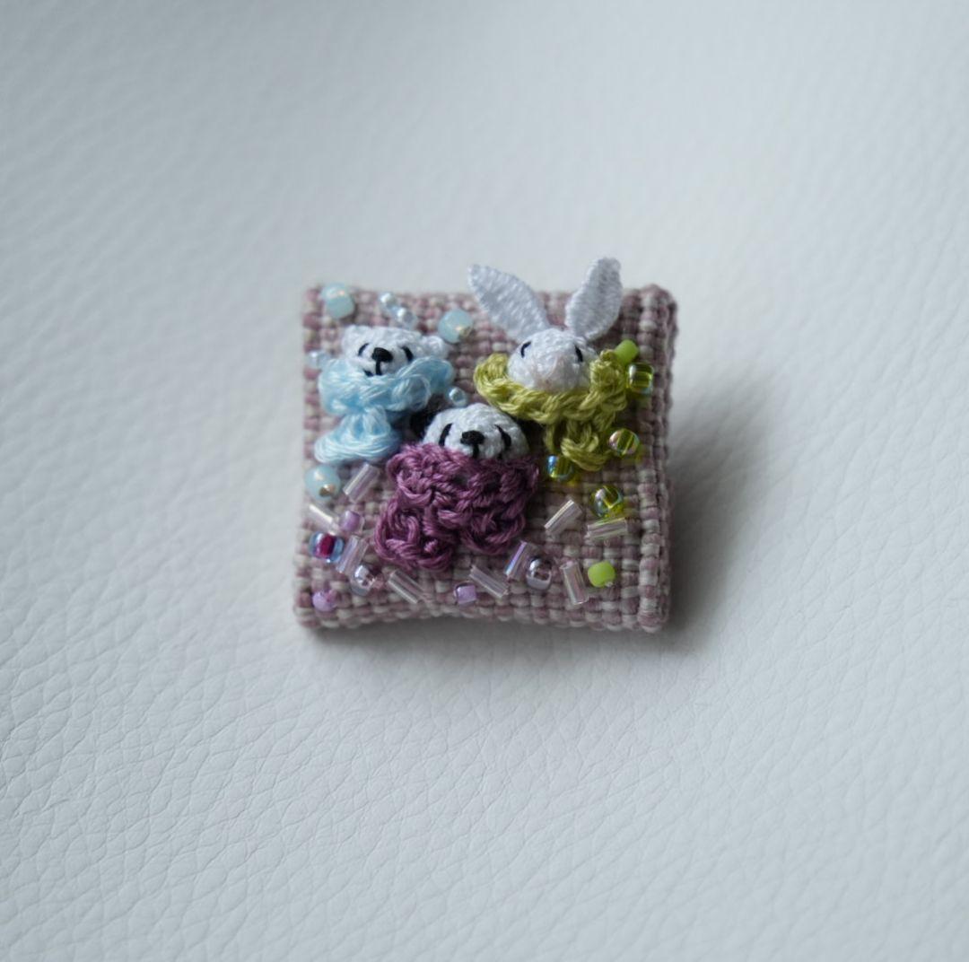 ぱんださん ❉ くまさん ❉ うさぎさんの刺繍ブローチ ハンドメイド