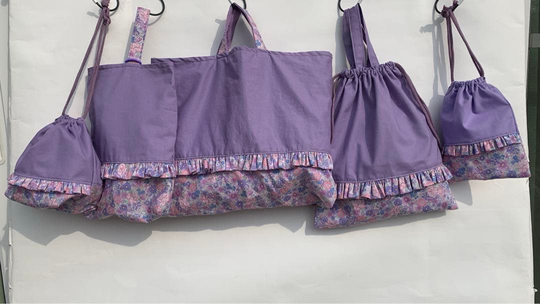 5点セット 花柄リボン レッスンバッグ 体操服袋 上履き袋 巾着 お弁当袋 入学