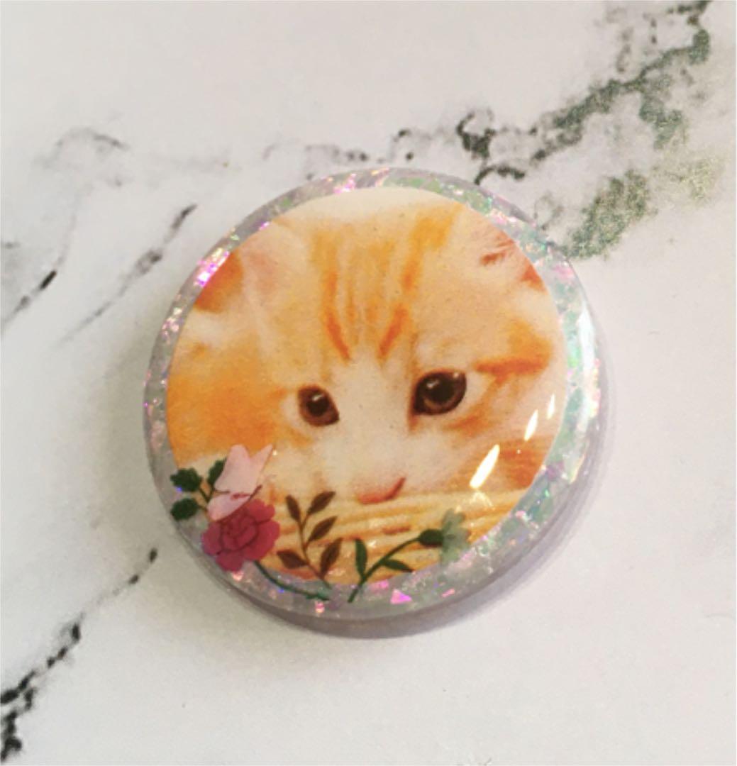 レジンヘアゴム、フォトフレーム風お花と猫ちゃん・再販不可