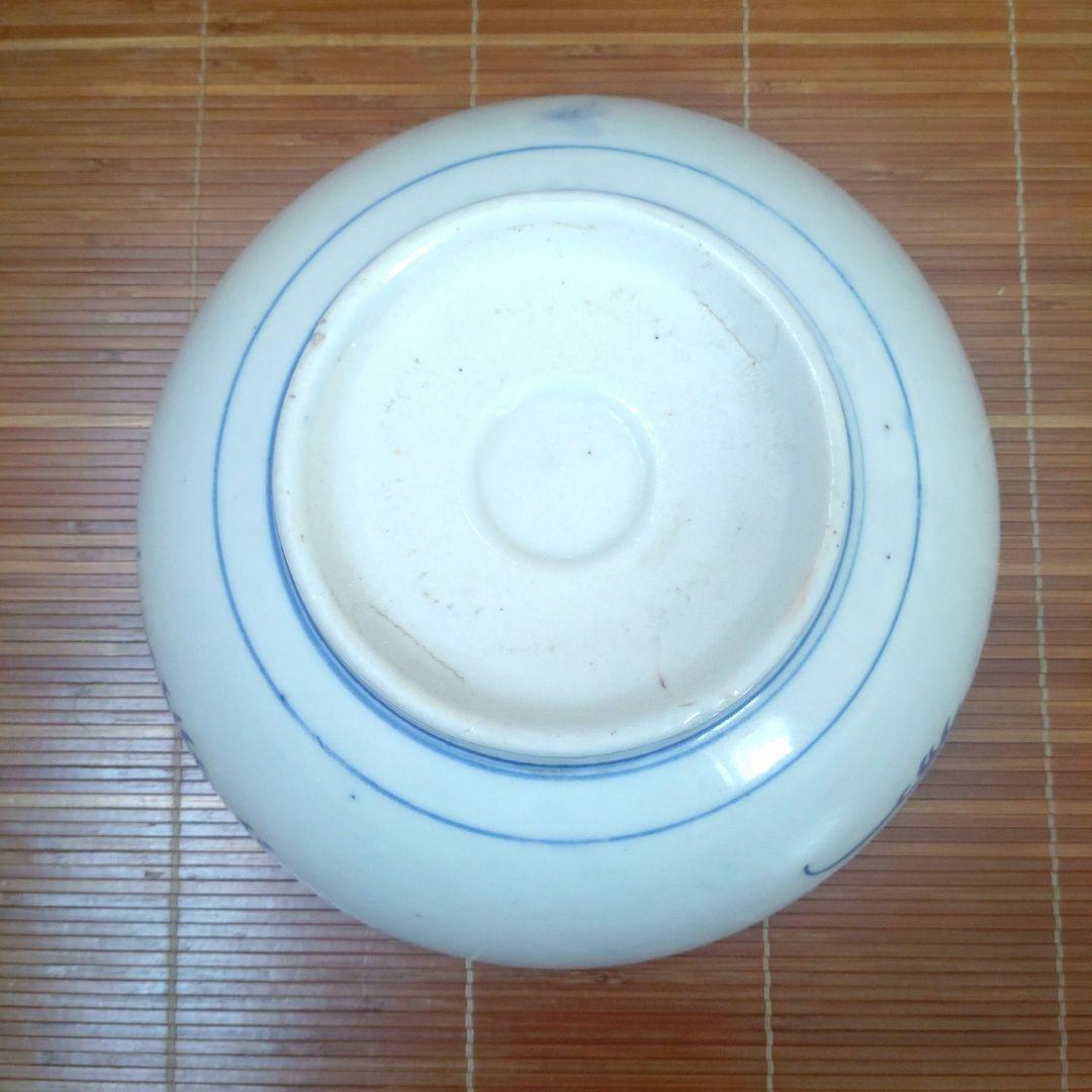 明治期　伊万里焼　染付　深皿　大鉢　中鉢　骨董品　梅　松　扇子　富士　3個セット