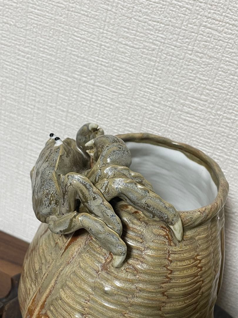 松橋焼 構成窯 原構成作 蟹籠陶彫 共箱付 傑作級