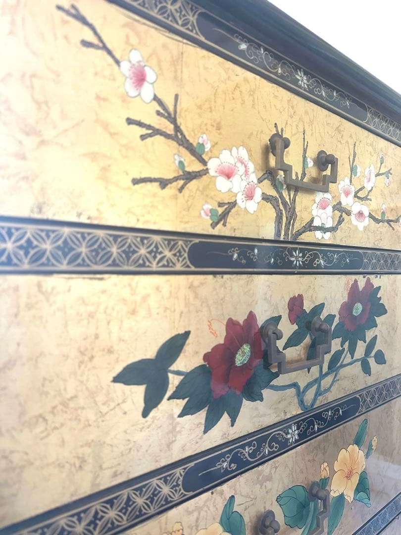 【大幅値下げ！】和風 蒔絵風 ジュエリーシェルフ ビロード張り 6段棚 店舗什器