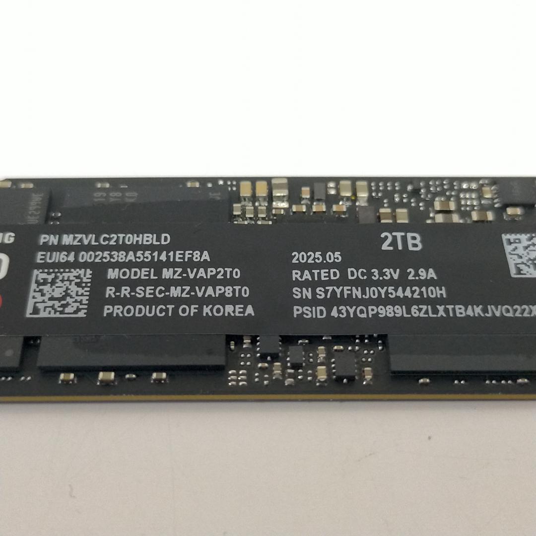 【25時間】Samsung SSD 9100 PRO 2TB PCIe5.0x4