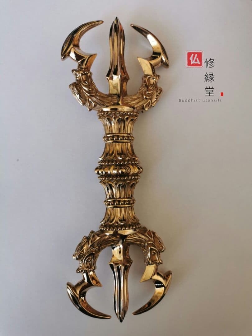 密教法具 四大明王セット 法器 金剛鈴·五鈷杵·三鈷杵·独鈷杵·金剛盤 真鍮製