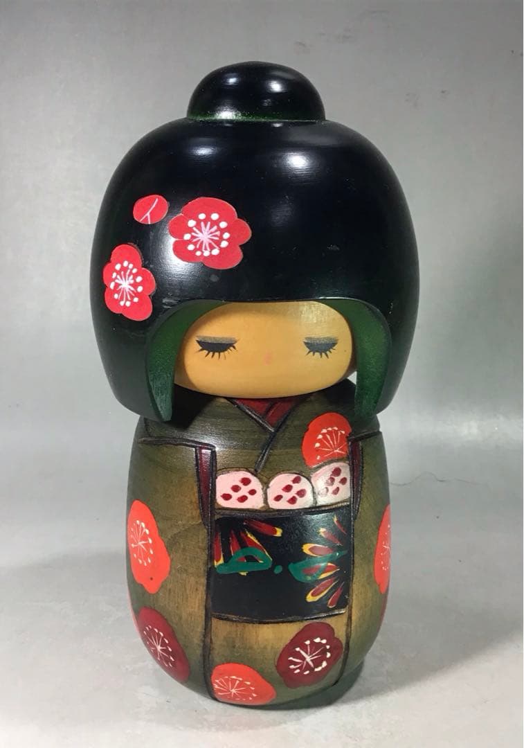 お取り置き 3体 創作こけし 少女 着物 花模様 人形 郷土玩具 作家 こけし