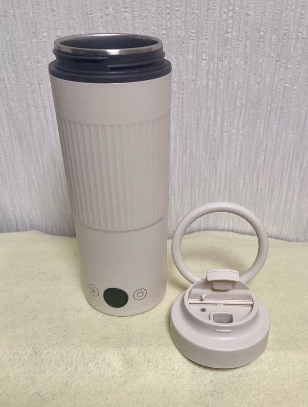 電気ケトル 携帯用 600ml 6段階温度調節 保温 空焚き防止 オフホワイト