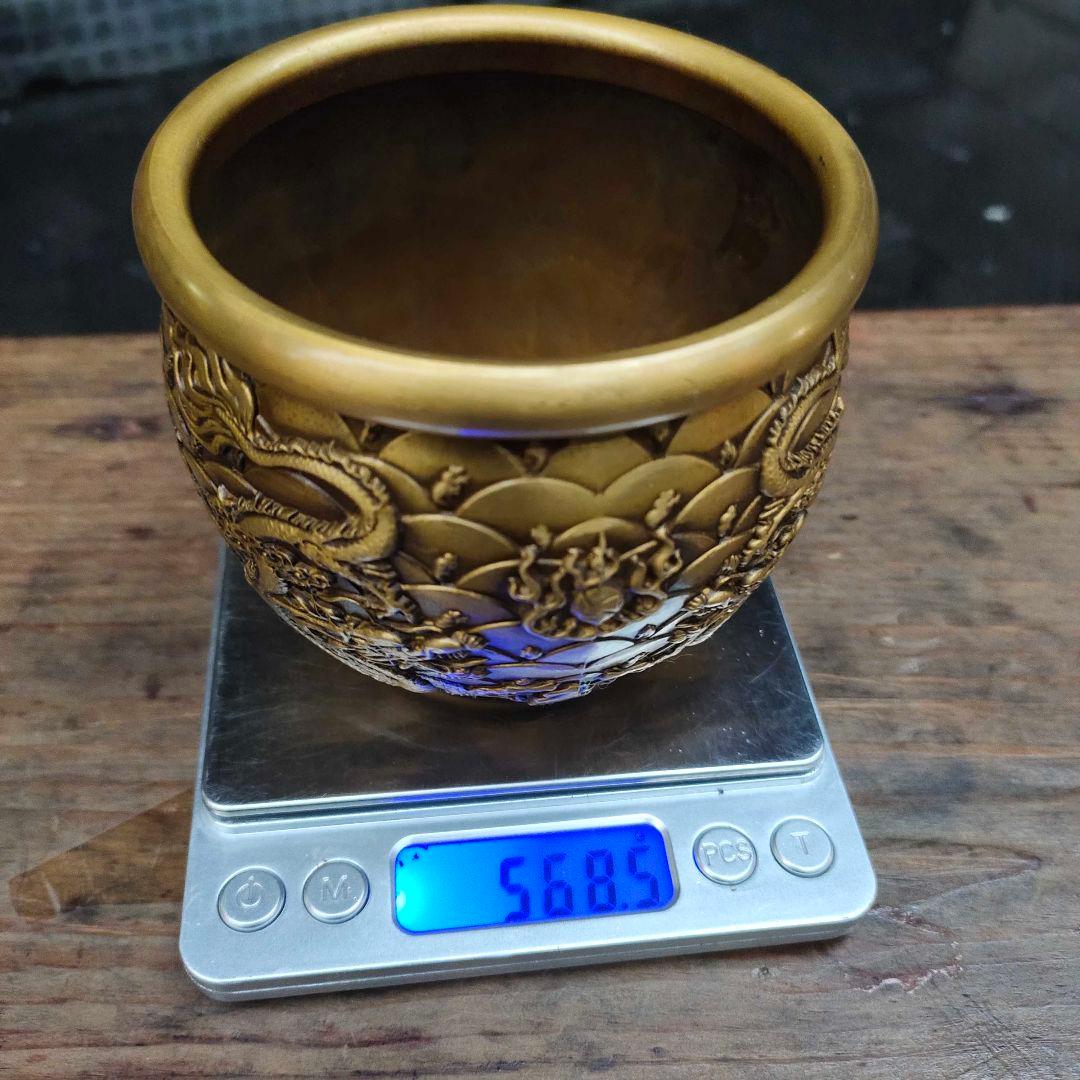 銅器 双龍銅壺 灰皿 聚宝盆 洗筆文房具 装飾品 工芸品 置物