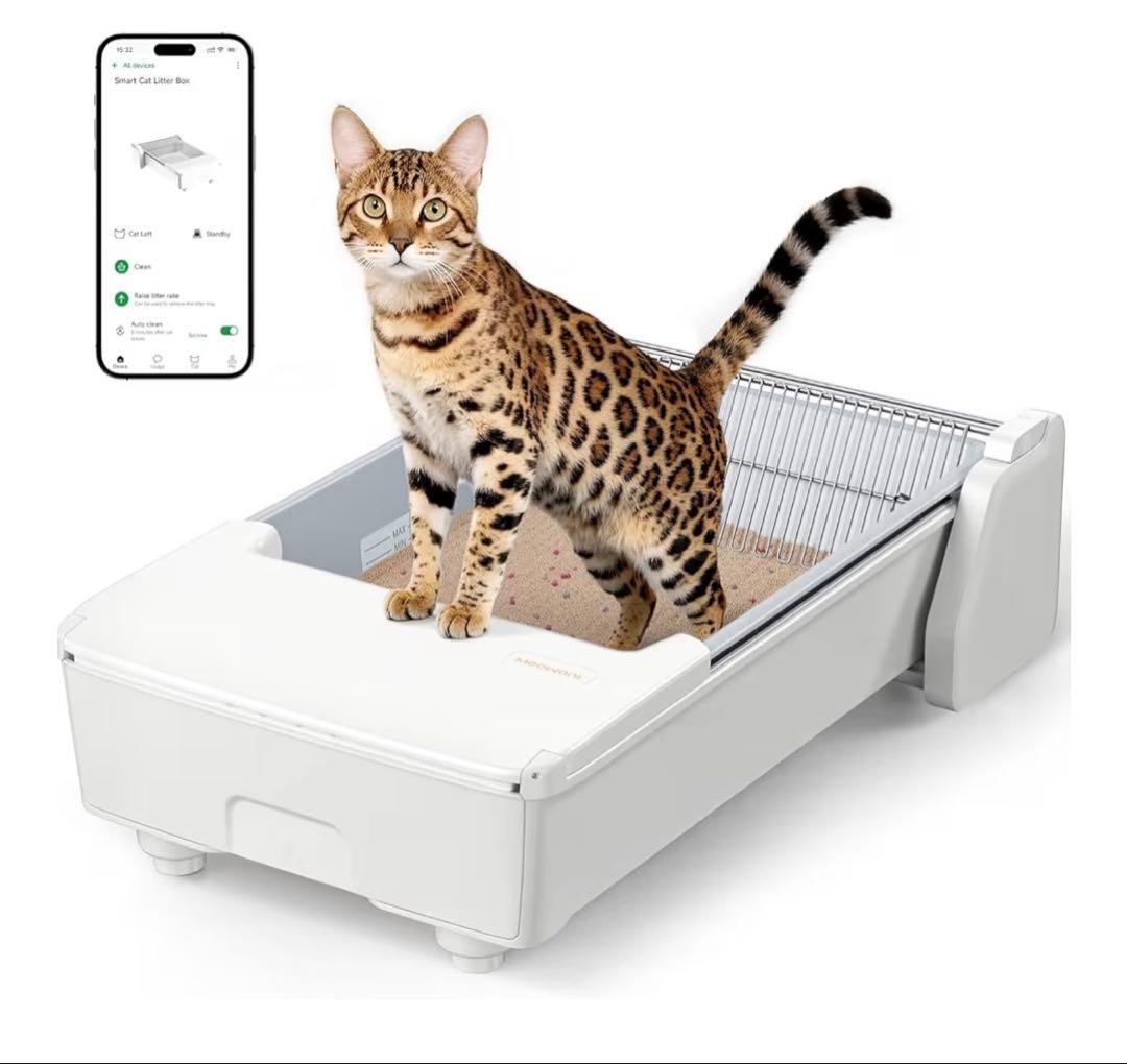 UBPETC30全自動猫トイレオープンタイプ アプリ連動多頭飼い大型猫体重管理