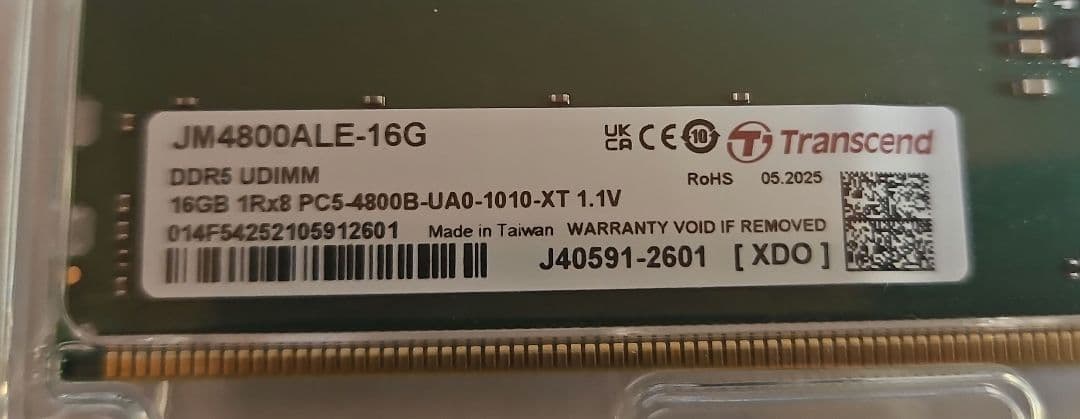 Transcend 16GB DDR5 メモリ JM4800ALE-16G