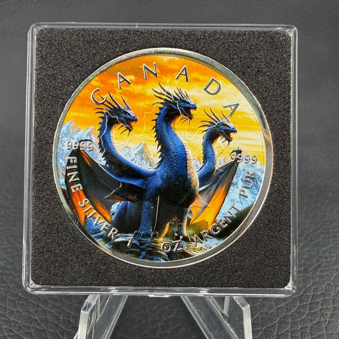 メイプルリーフ 銀貨 カラー 神話 3ヘッドドラゴン 多頭竜 1オンス 1oz