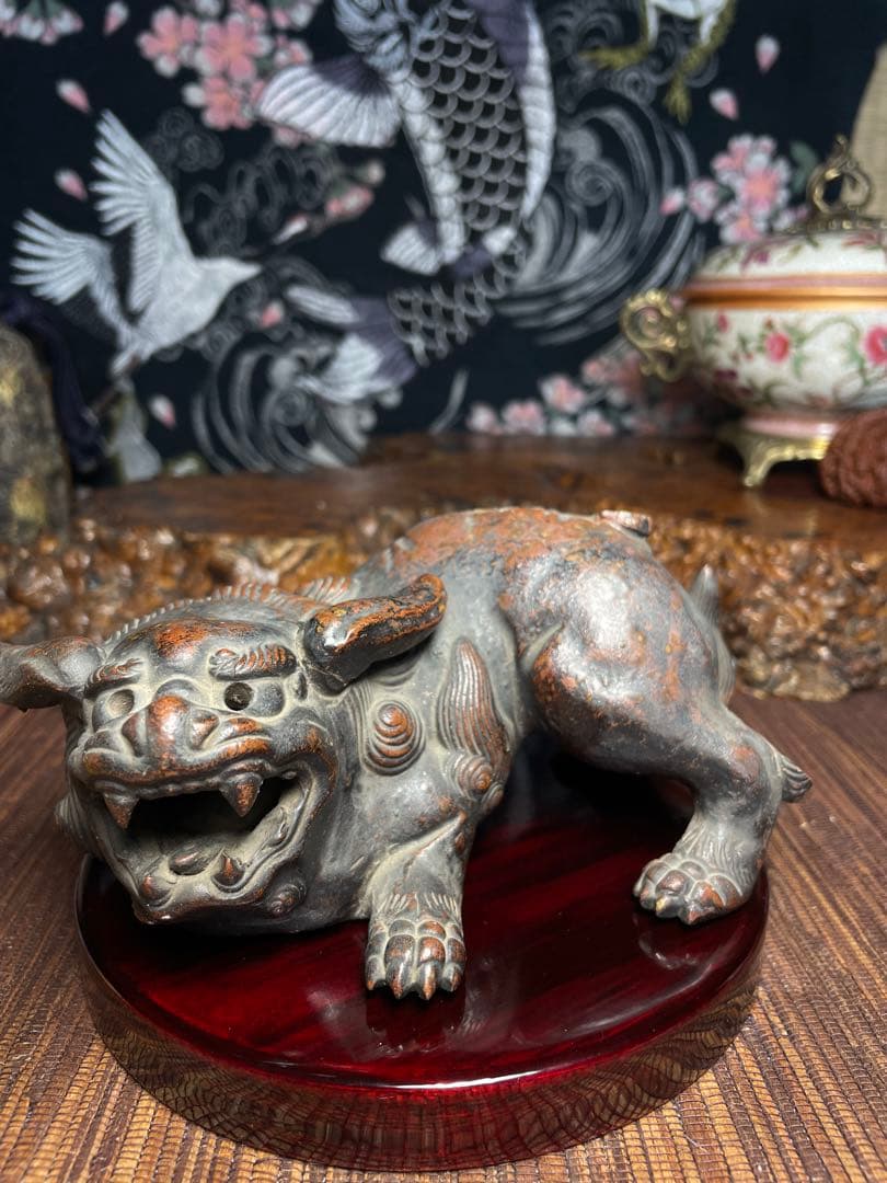 古備前焼　獅子　シシ　置物 残
