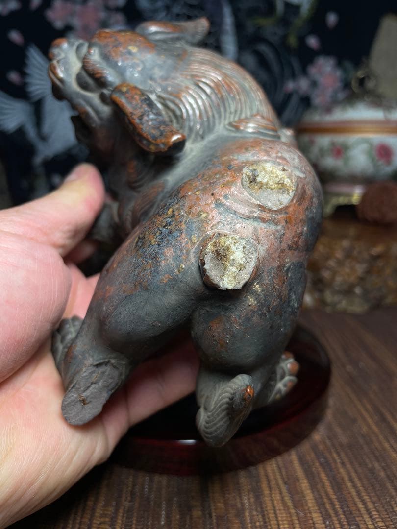 古備前焼　獅子　シシ　置物 残