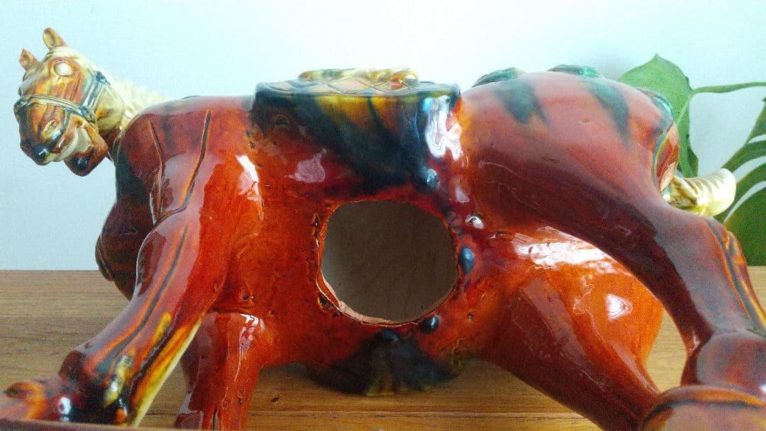 大型　唐三彩　馬　陶器置物　ヴィンテージ　約50×高さ42cm