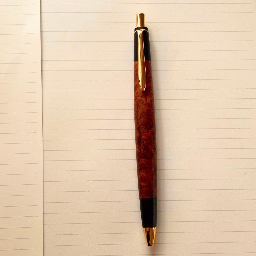 ボナンペン 本花梨瘤杢 シャーペン 0.5 真鍮金具 箱付き 美品