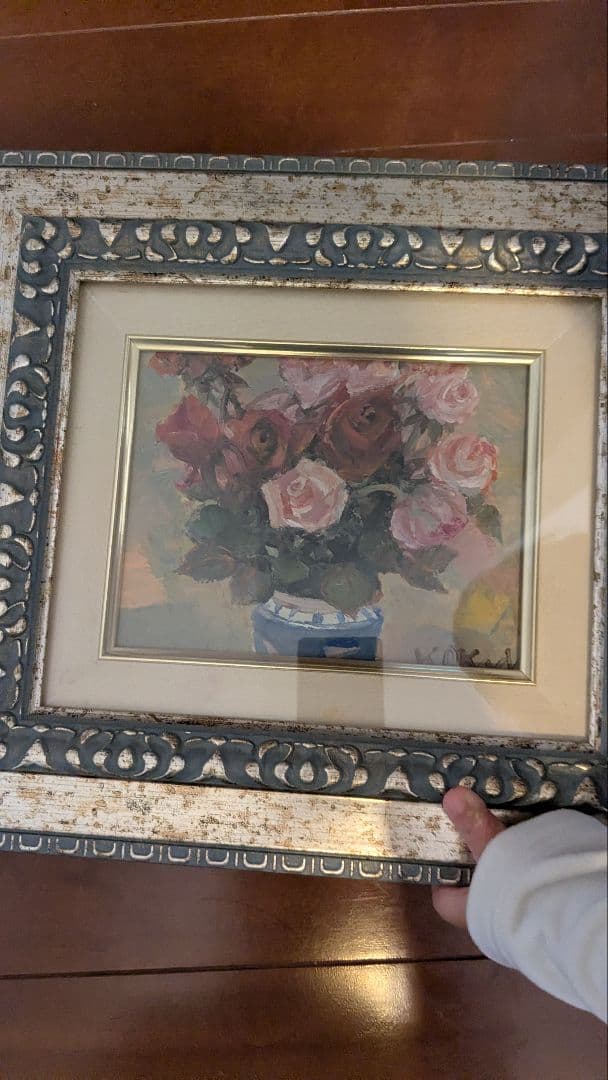 ばら 絵画 岡田孝一　フレーム付き