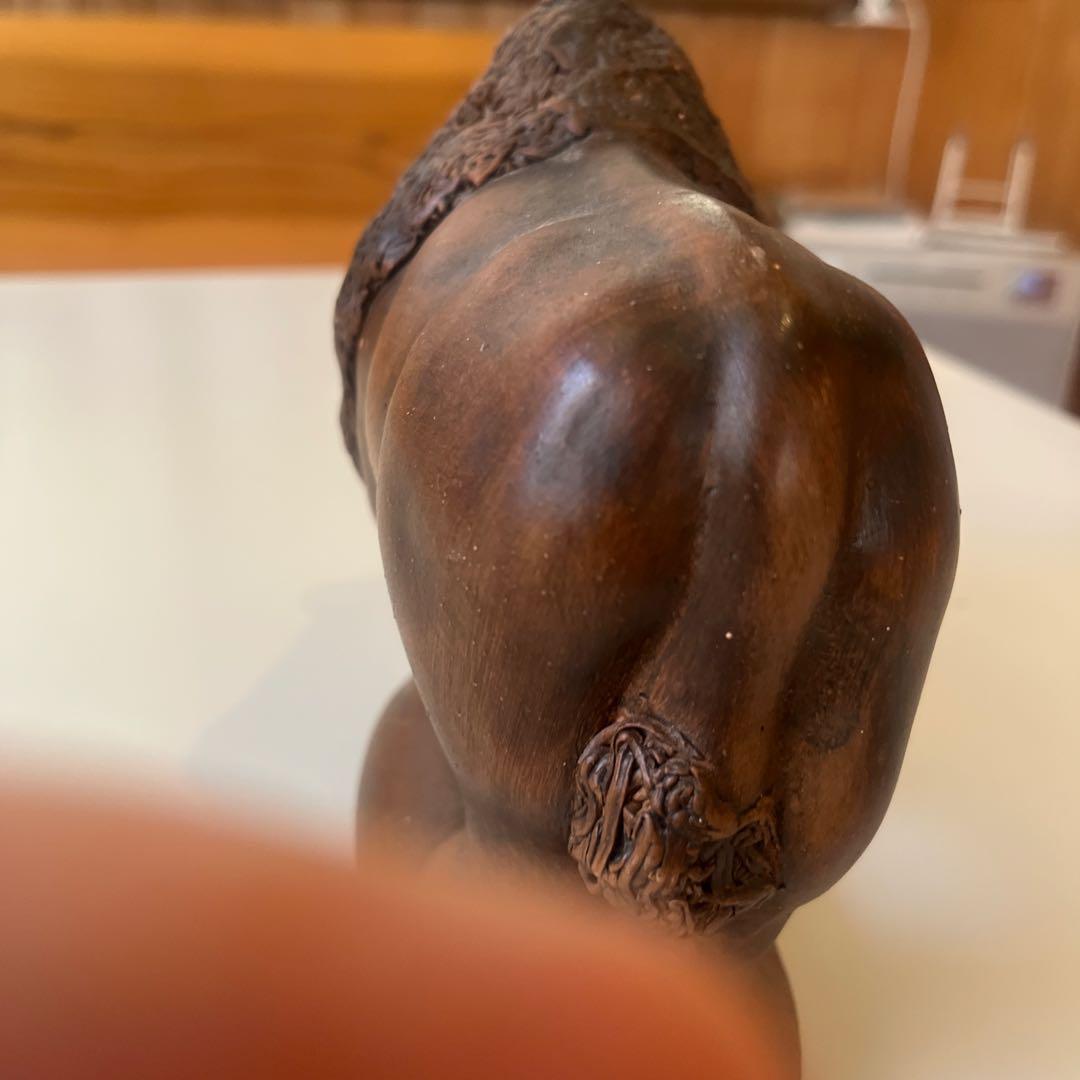 陶器製バイソン彫刻 約10cm