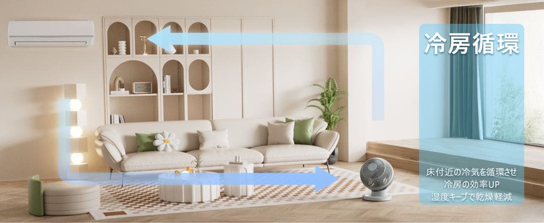 サーキュレーター 扇風機 dcモーター 静音 360度首振り