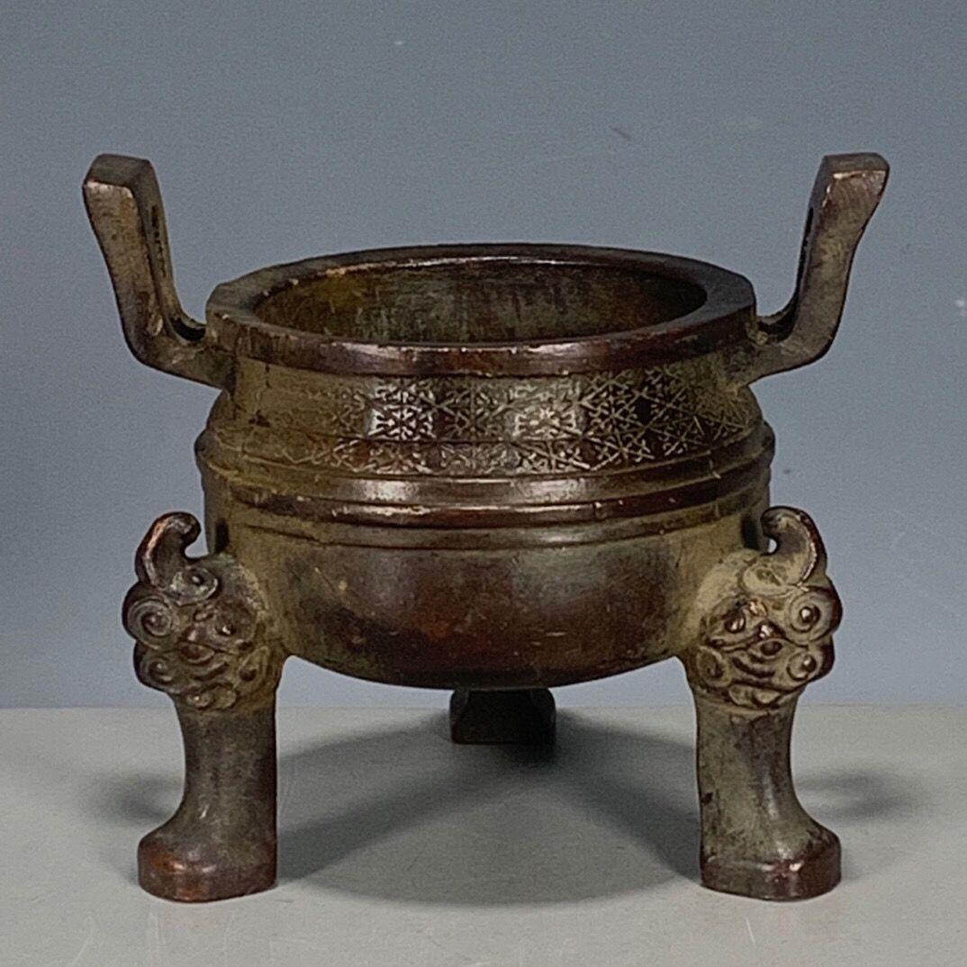 銅器 楚大鼎 香炉 茶道茶台 三足鼎 焼香炉 装飾品 工芸品 置物