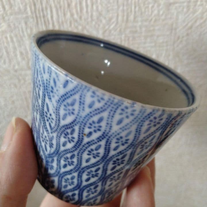 古伊万里染付印判小紋柄蕎麦猪口