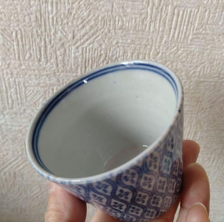 古伊万里染付印判小紋柄蕎麦猪口
