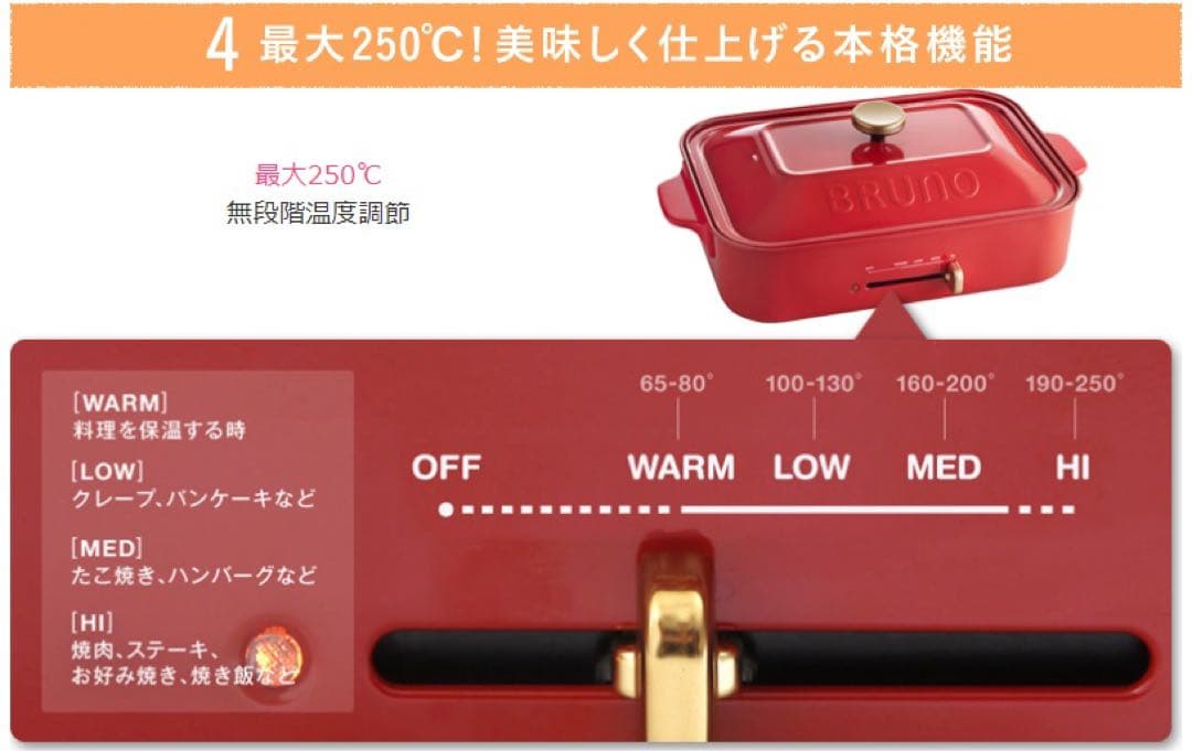 【新品】BRUNO／コンパクトホットプレート（BOE021-NV）たこ焼き＆平面