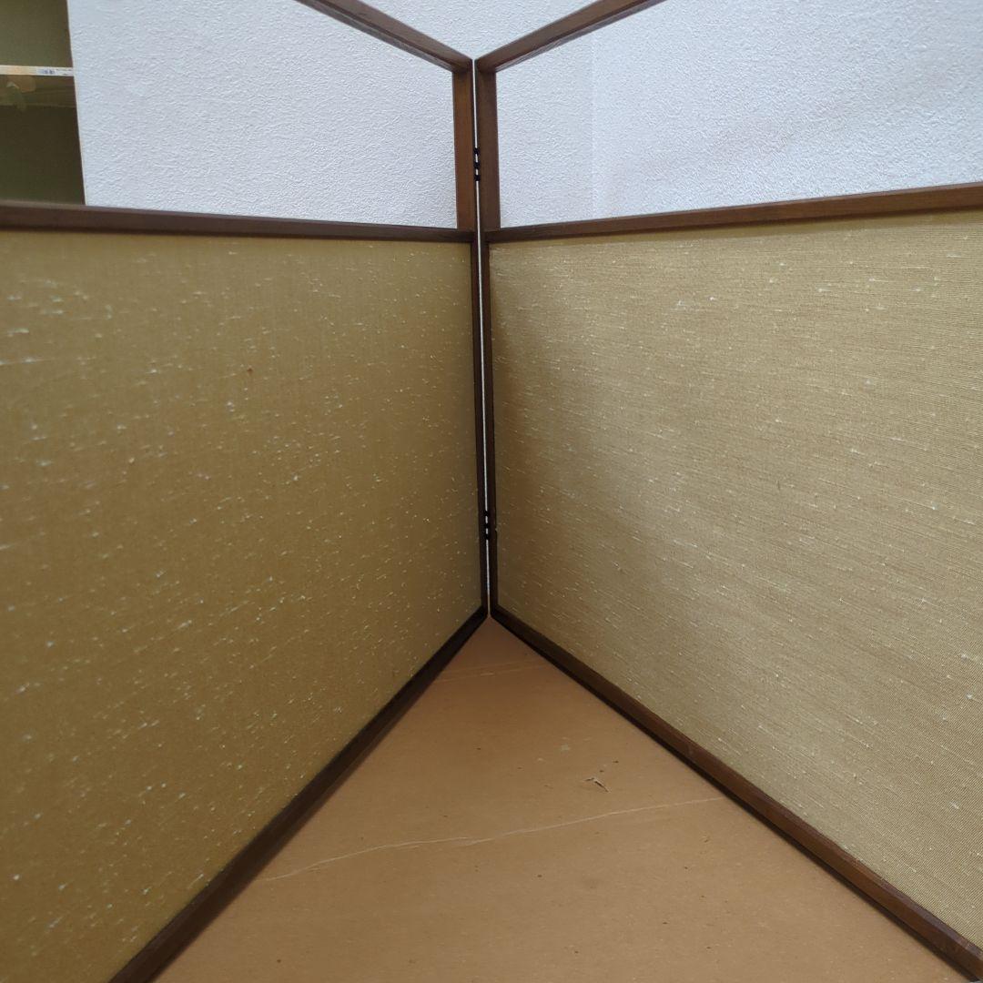 風炉先屏風　桑額　両面開き　透かし　段子張　唐松　茶道具　紙箱