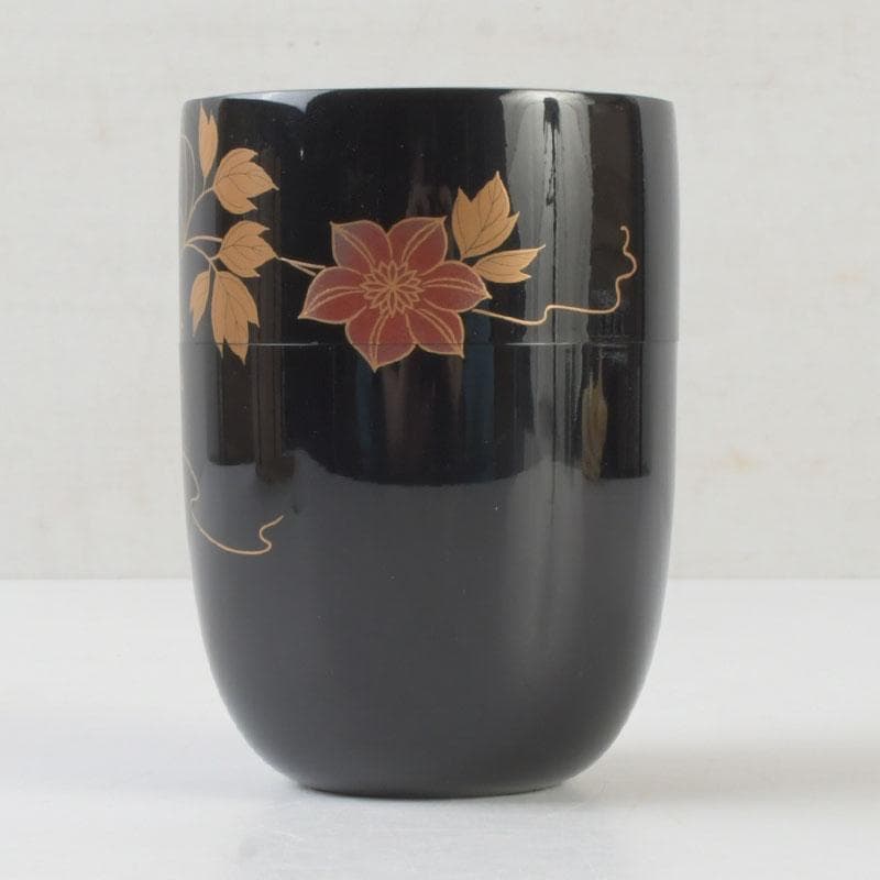 茶道具　竹内幸済作　鉄仙蒔絵　棗　共箱　V　9911
