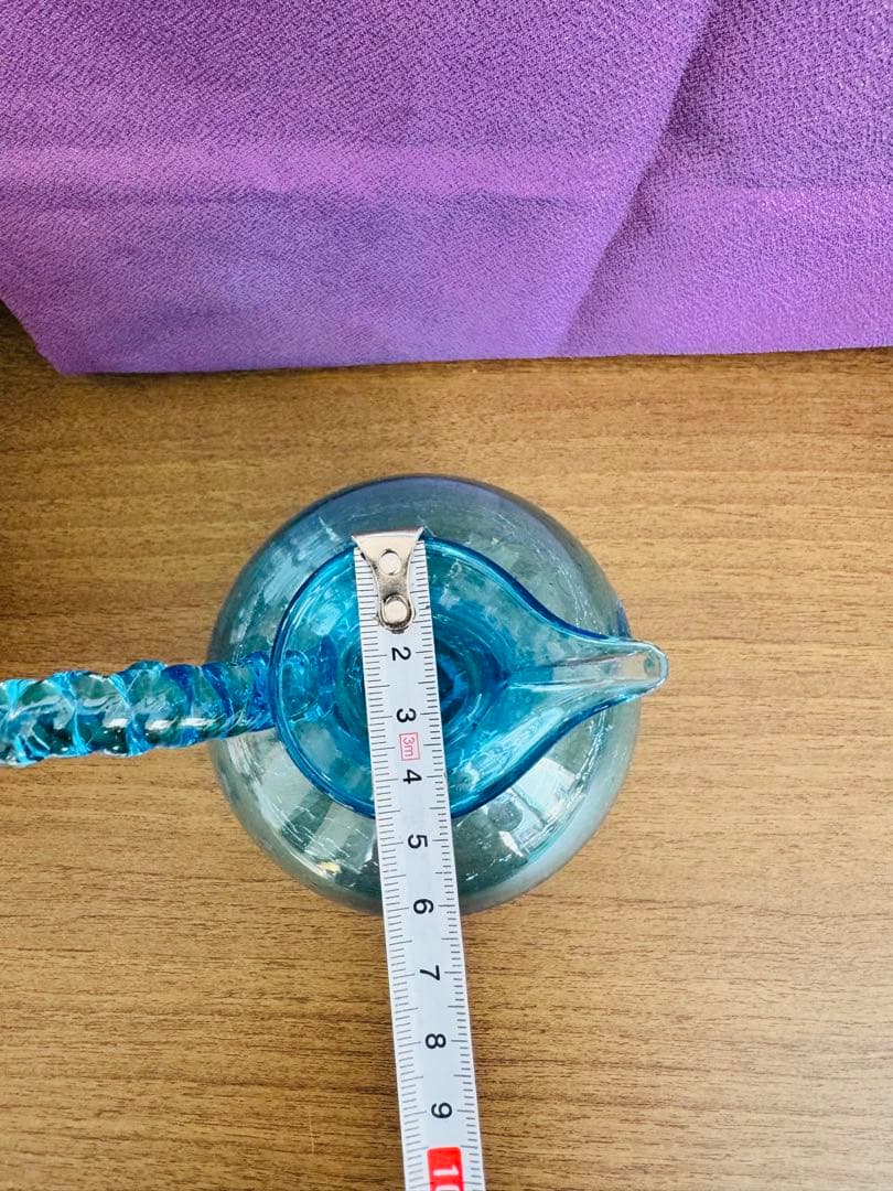 レトロ　琉球ガラス　水差し　デキャンタ　ブルー ガラス　製醤油差し　4点セット