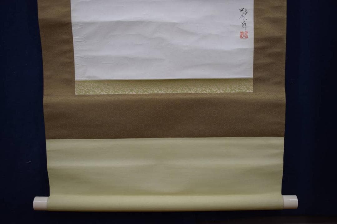 【真作】福留明光/鶏之図/双鶏/チャボ図/掛軸☆宝船☆W-437　JM