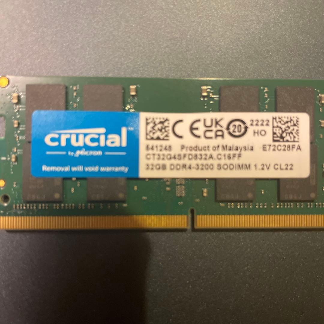 crucial 32GB DDR4-3200 SO-DIMM メモリー