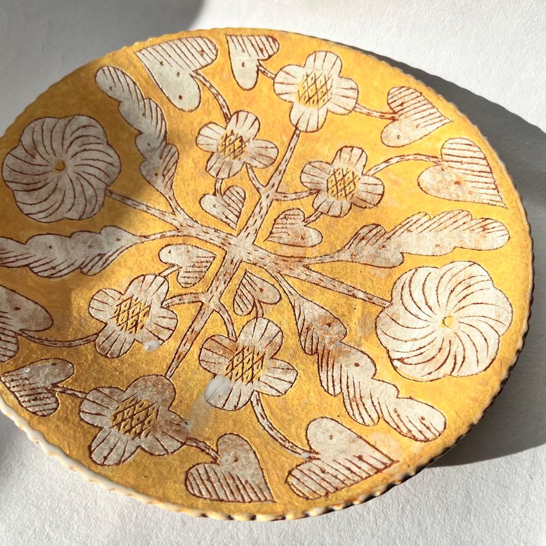 鹿児島睦 ハンドメイド 絵皿（黄色） 未使用 美品