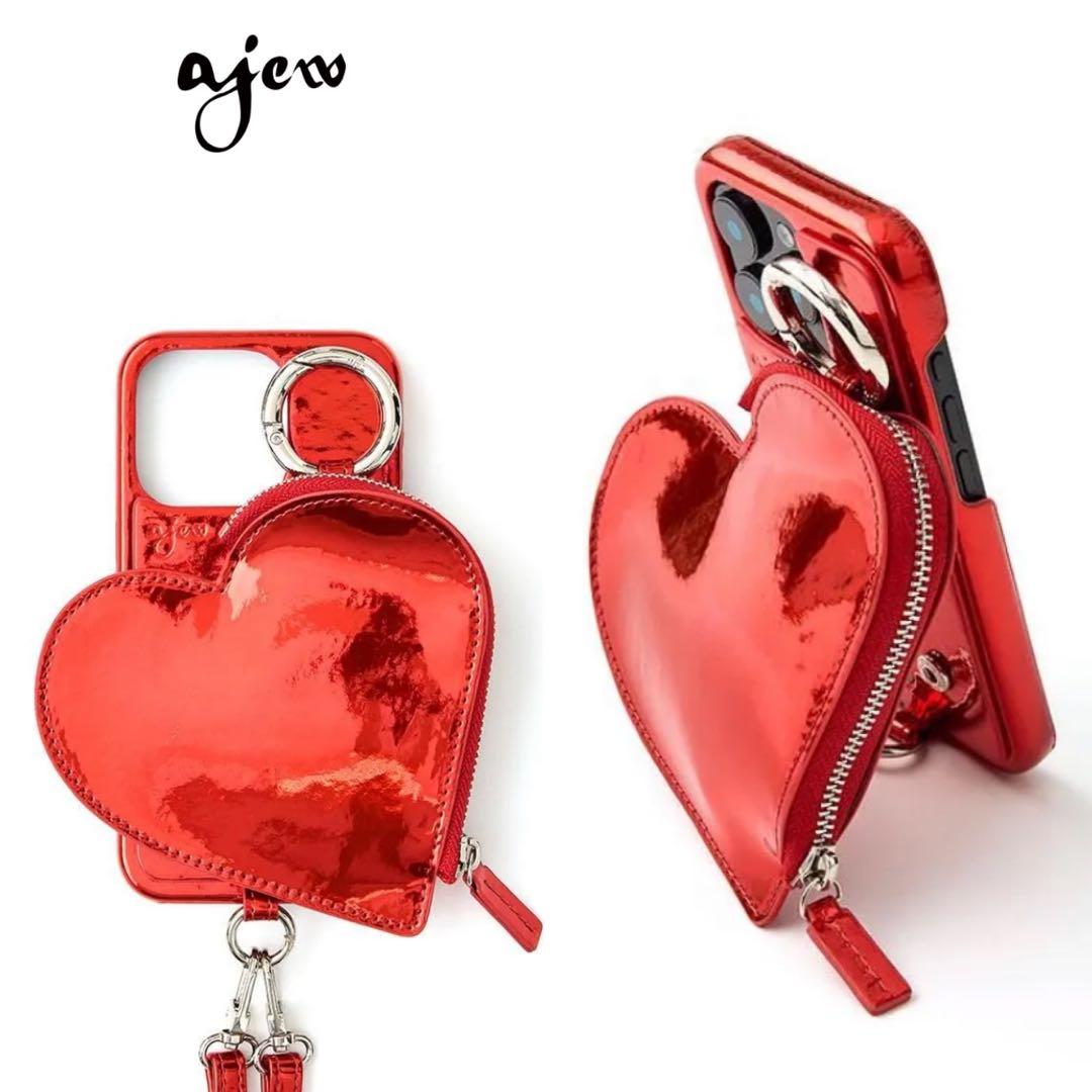 ajew エジューglow heart case ハート ポーチ 15pro 赤